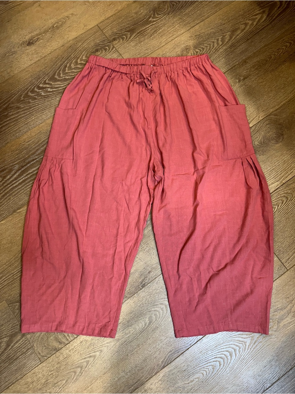 TARSE Womens Linen Wide Leg Pants Casual Loose Drawstring Palazzo Harem pant 2XL